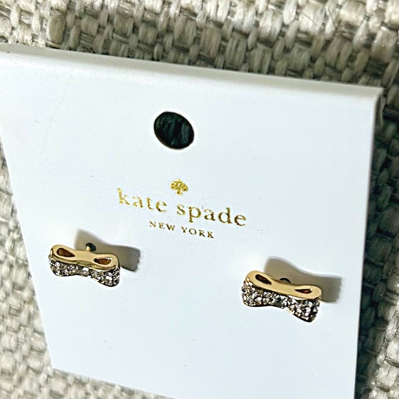 *NEW* Kate Spade Sparkling Gold Bow Earrings - Picture 2 of 4